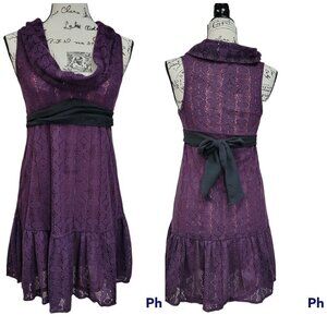Free People Purple Cowl Neck Lace Wool Blend Dress - Size 2